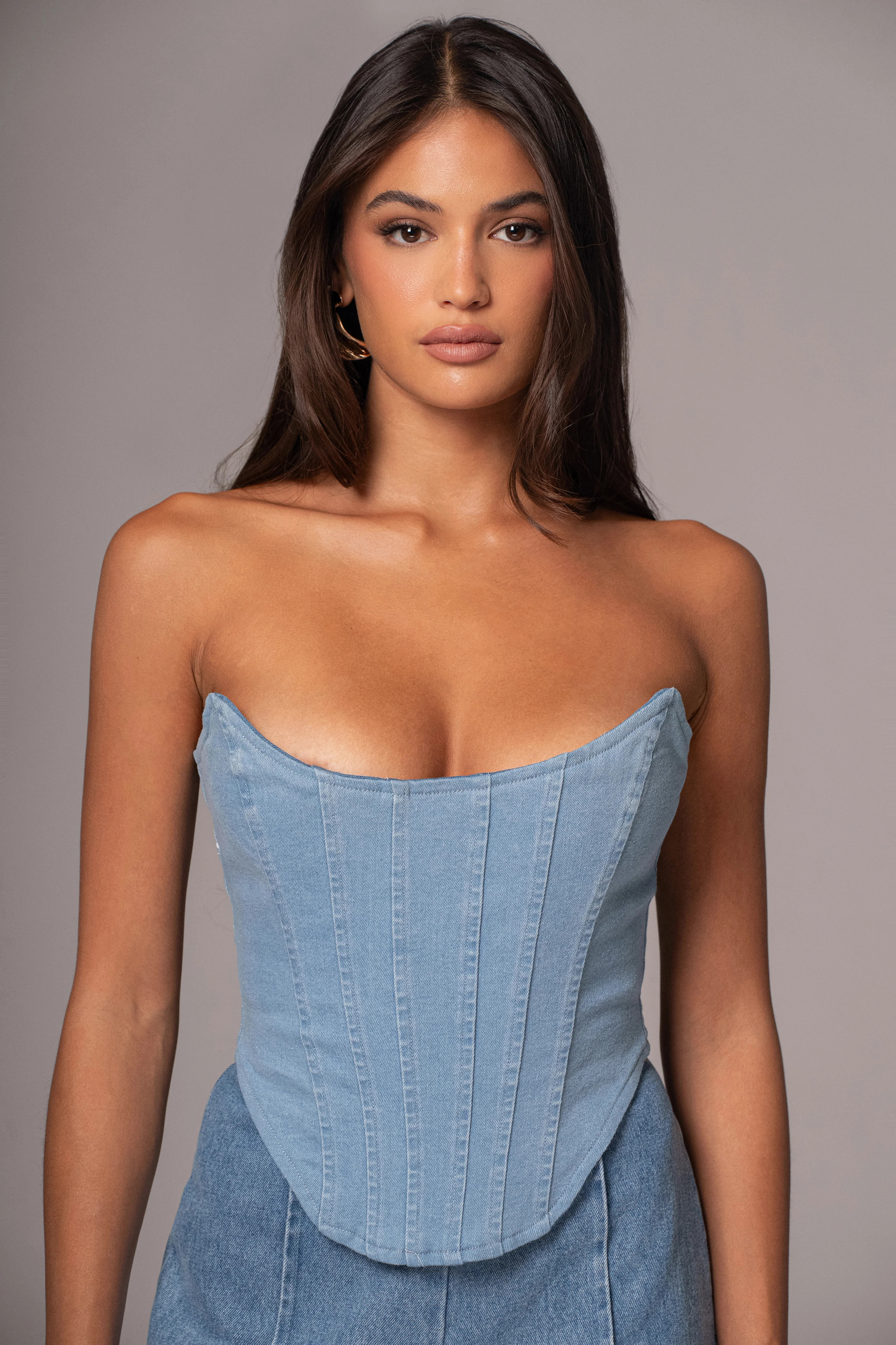 Medium Wash  Fenix Reversible Denim Corset | JLUXLABEL