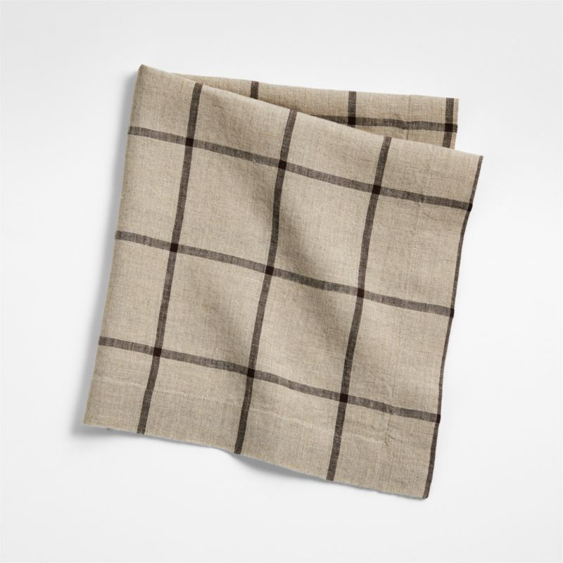 Marin Natural and Earth Brown EUROPEAN FLAX -Certified Linen Windowpane Plaid Napkin + Reviews | ... | Crate & Barrel