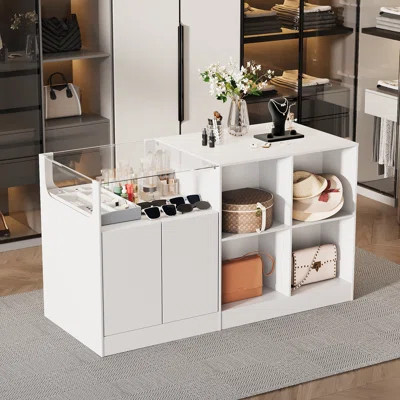 White Dresser With Glass Top And Jewelry Display | Wayfair North America