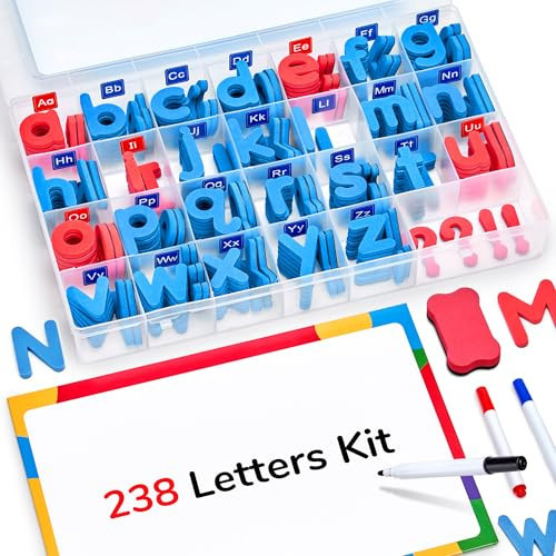 JoyCat Classroom Magnetic Letters Kit 234 Pcs with Double-Side Magnet Board - Foam Fridge Alphabet Letters for Kids Spelling and Learning | Amazon (US)