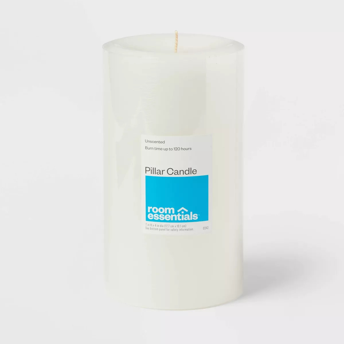 4" x 7" Unscented Candle White - Room Essentials™: Paraffin Wax, 120hr Burn Time, Single Wick | Target