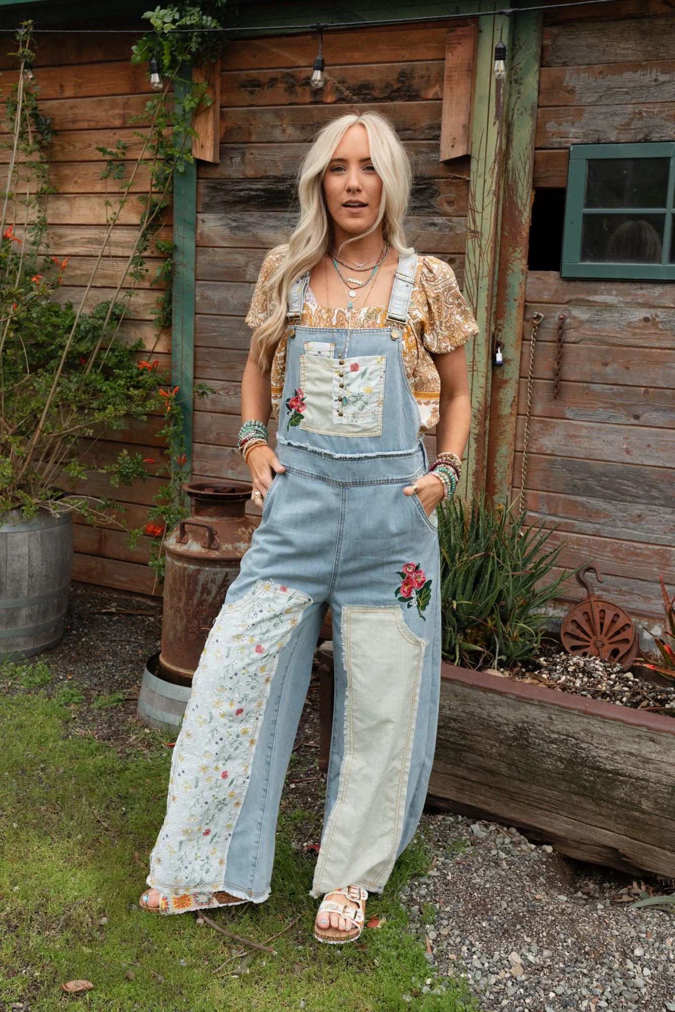 City Garden Floral Overalls - Denim | Three Bird Nest