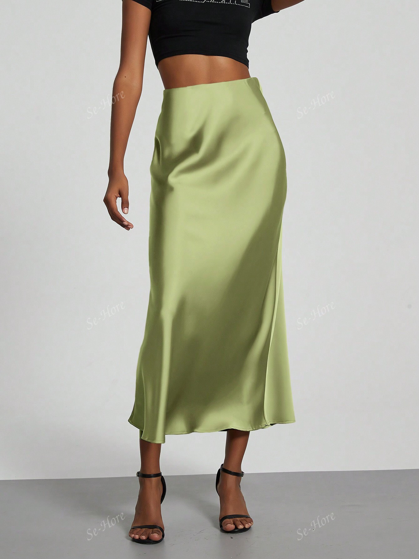 Women's Elastic Satin Slip Maxi Skirt | SHEIN