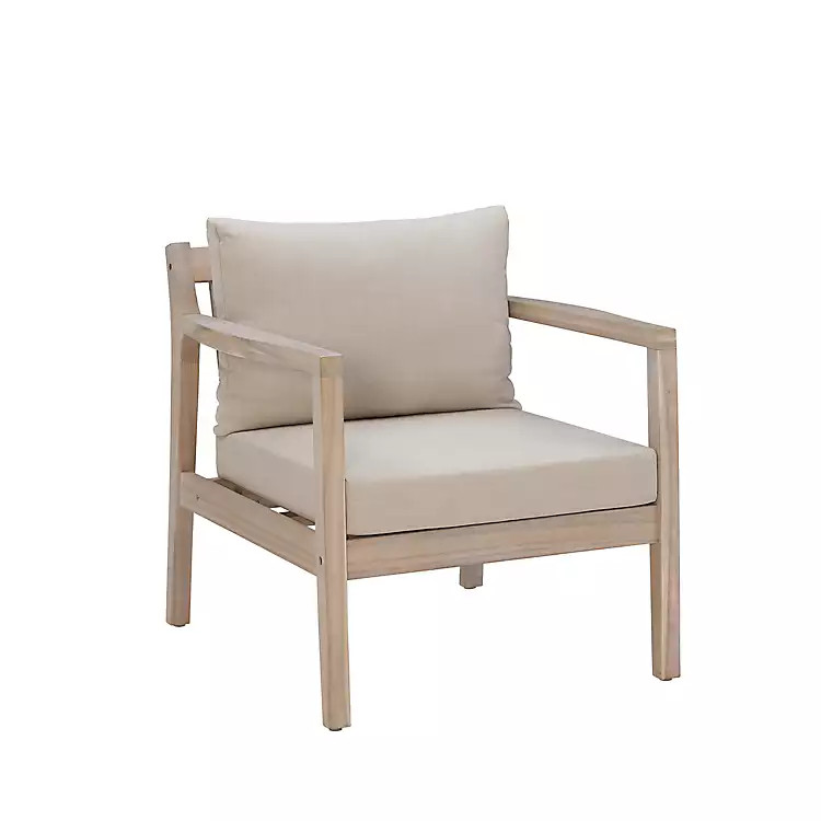 New! Natural Acacia Upholstered 3-pc. Outdoor Patio Set | Kirkland's Home