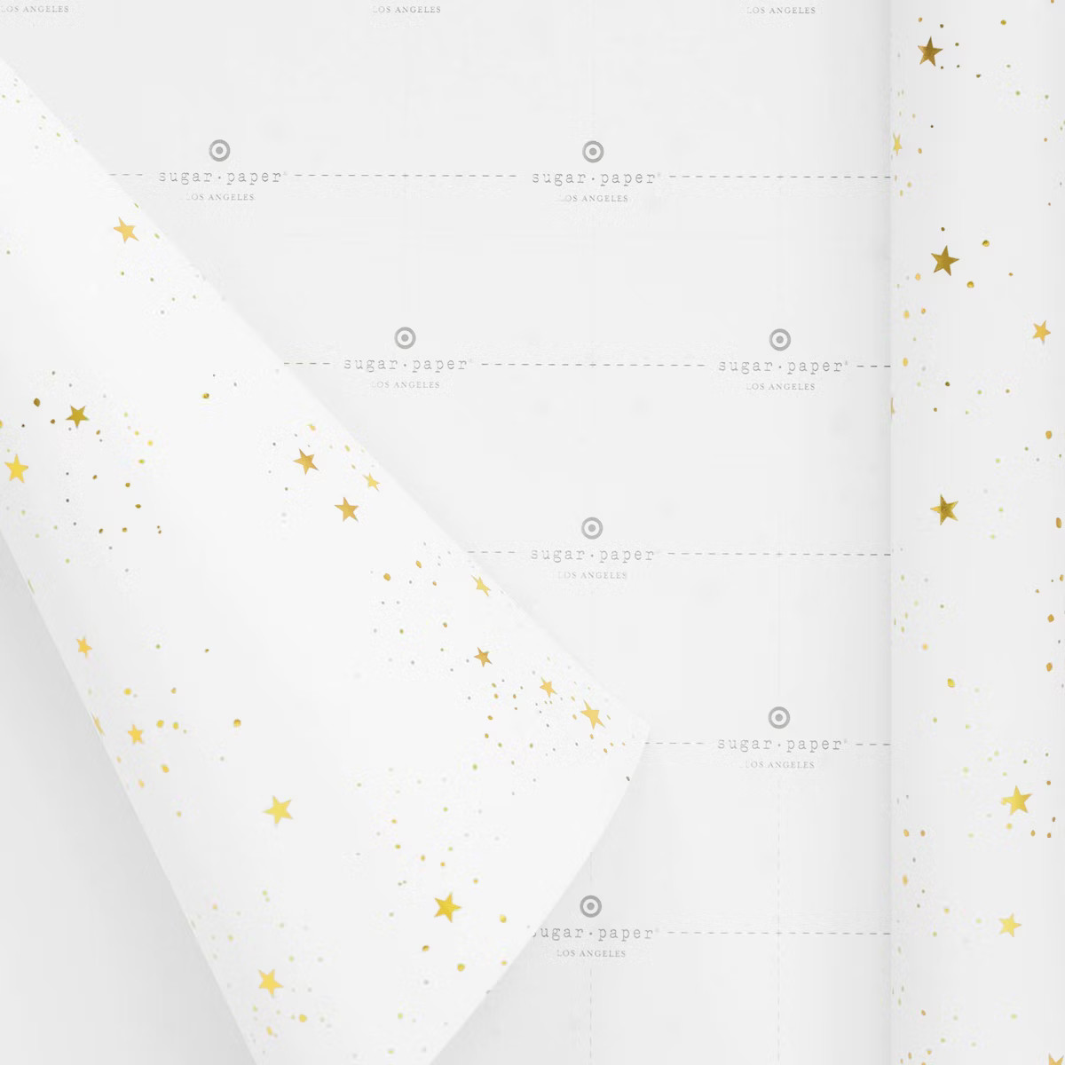 25 sq ft Gold Foil Stars Gift Wrap White - Sugar Paper™ + Target | Target