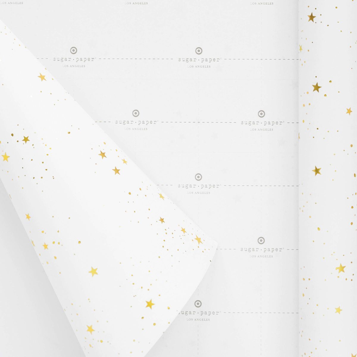 25 sq ft Gold Foil Stars Gift Wrap White - Sugar Paper™ + Target | Target