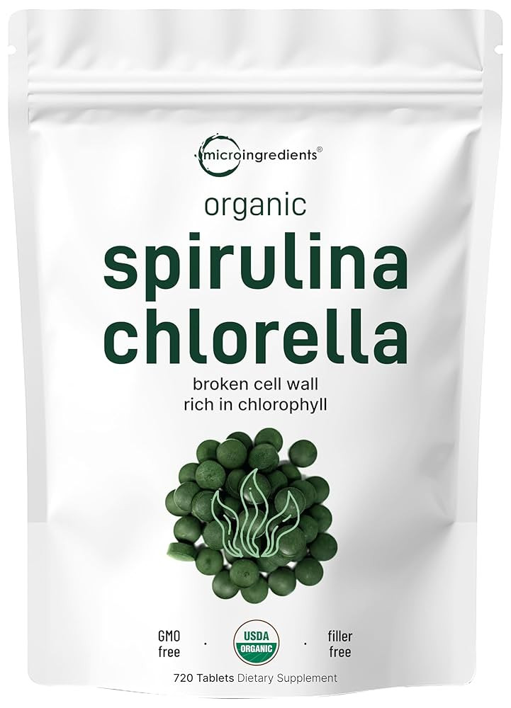 Micro Ingredients Organic Spirulina Chlorella Tablets, 720 Tablets (4 Month Supply) | 50/50 Blend... | Amazon (US)
