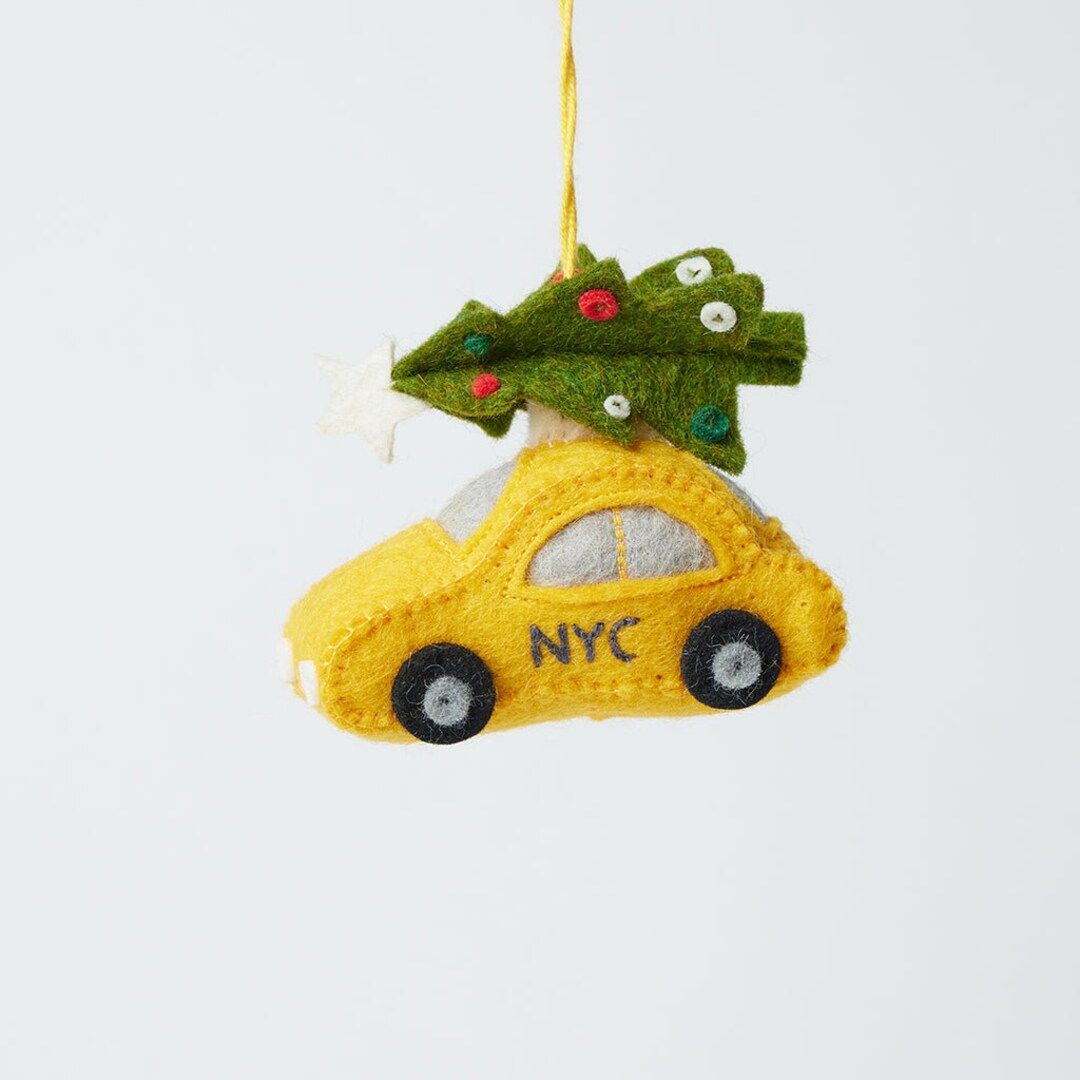 Holiday Taxi Hand Felted NYC Yellow Cab Ornament Handmade - Etsy | Etsy (US)