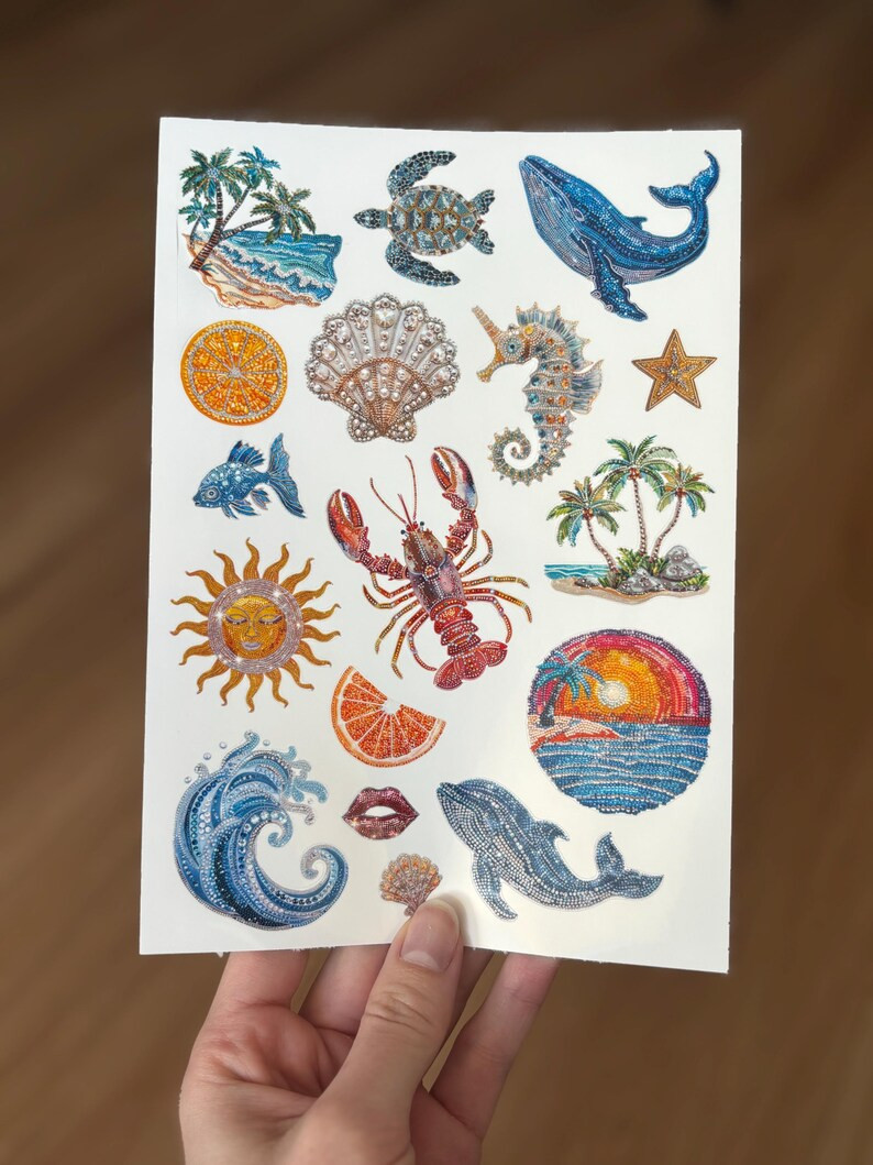 Coastal Beaded Trinket Sticker Sheet | Aesthetic Junk Journal Sticker Sheet | Pinterest Journal S... | Etsy (US)