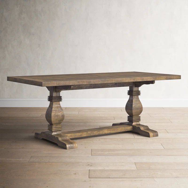 Kinston 78" Pine Solid Wood Trestle Dining Table | Wayfair North America