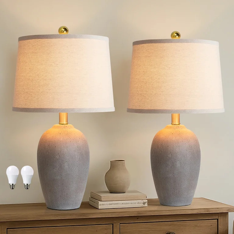 JUJUYUYOP 21"Ceramic Table Lamps Set of 2\uff0cSuitable for Living Rooms and Bedrooms, Modern Bed... | Walmart (US)