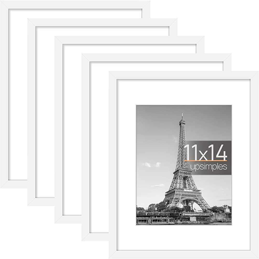 upsimples Picture Frame Set of 5, Display Pictures 8x10 with Mat or 11x14 Without Mat, Wall Galle... | Amazon (US)