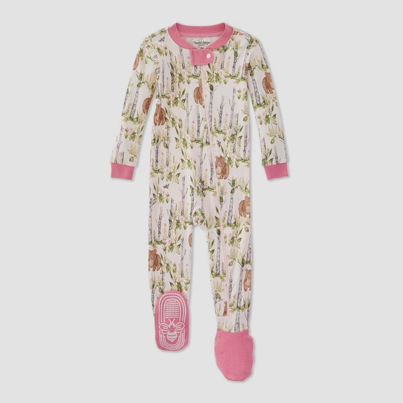 Burt's Bees Baby® Baby Girls' Peek a Boo Bear Organic Cotton Footed Pajama - Pink | Target