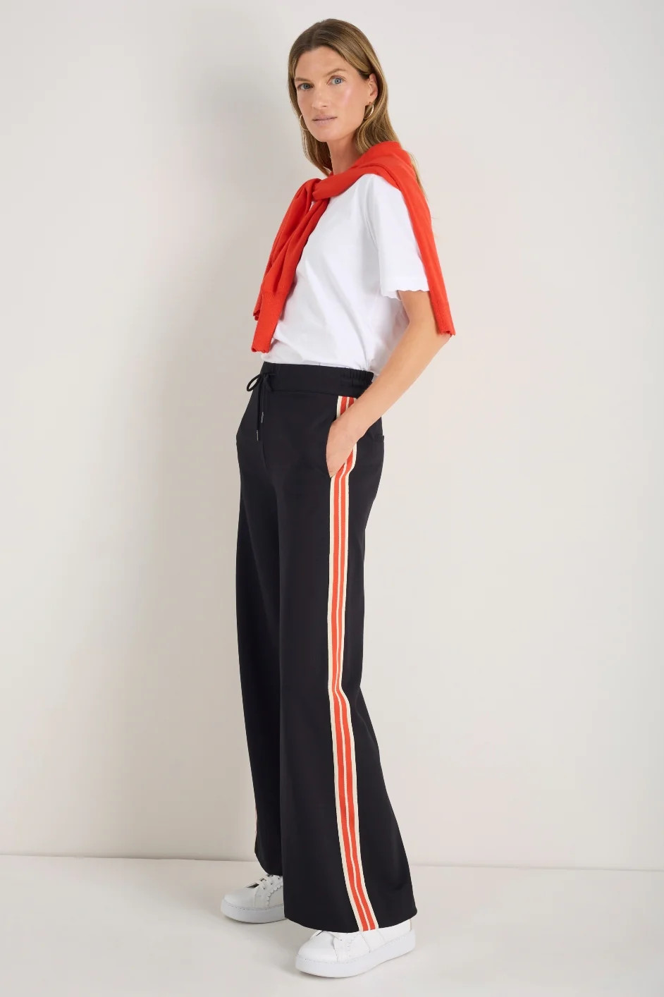 Penny Ponte Trouser - Black/Red | WYSE London