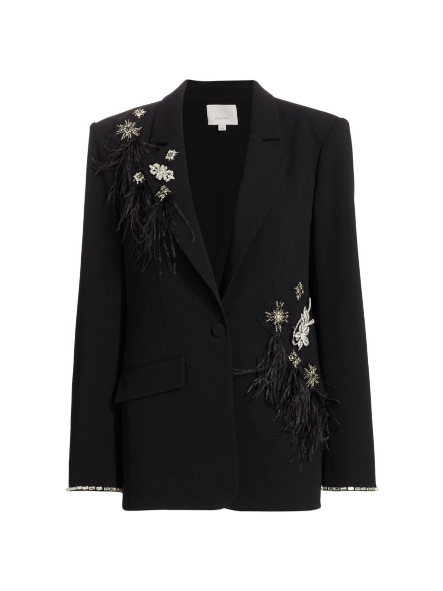 Jamila Bouquet Embellished Crepe Single-Button Blazer | Saks Fifth Avenue