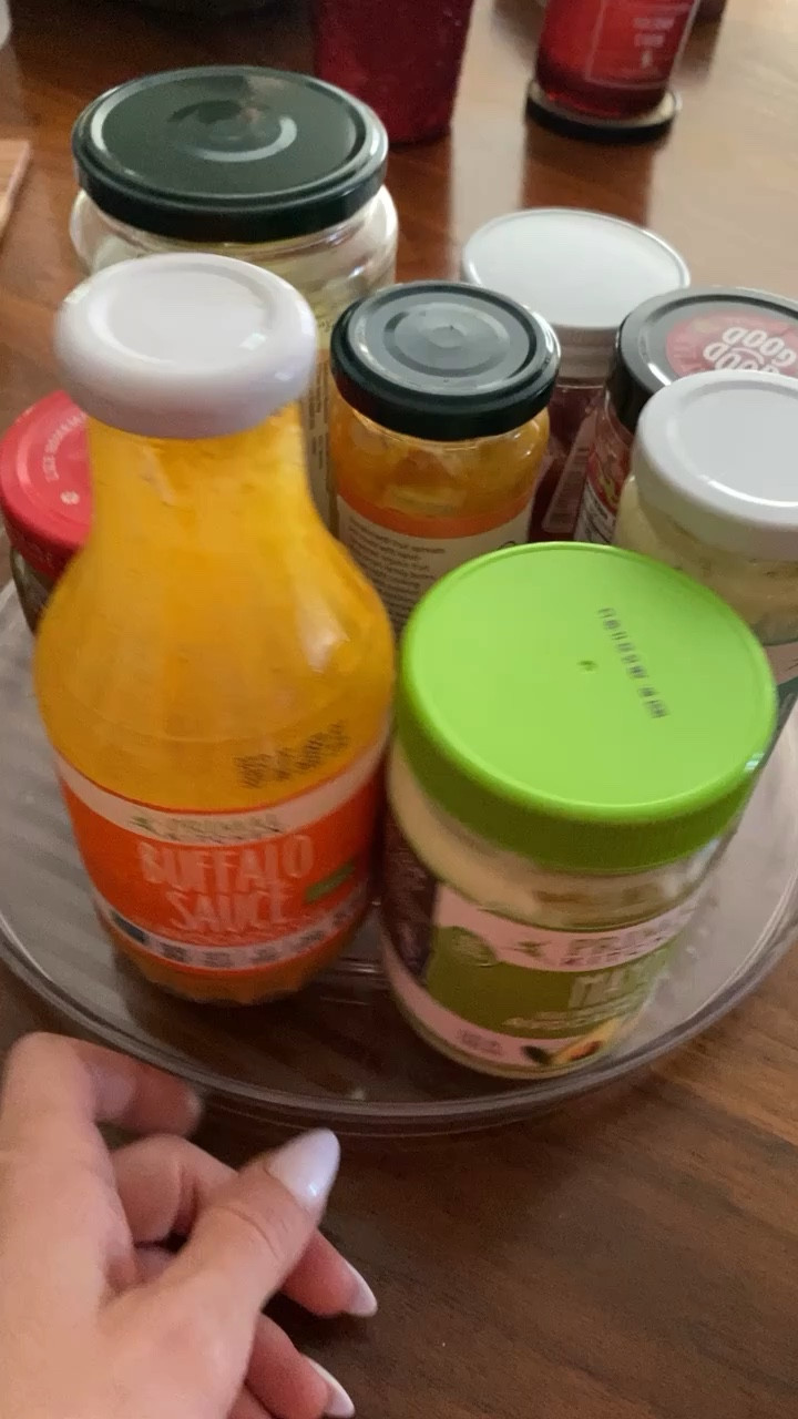 Refrigerator organization. Organizing. Condiments. Lazy Suzan. 

#LTKunder50 #LTKhome #LTKFind