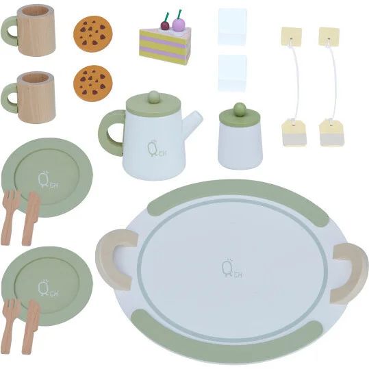 Little Chef Frankfurt Wooden Tea Accessories, Green | Maisonette