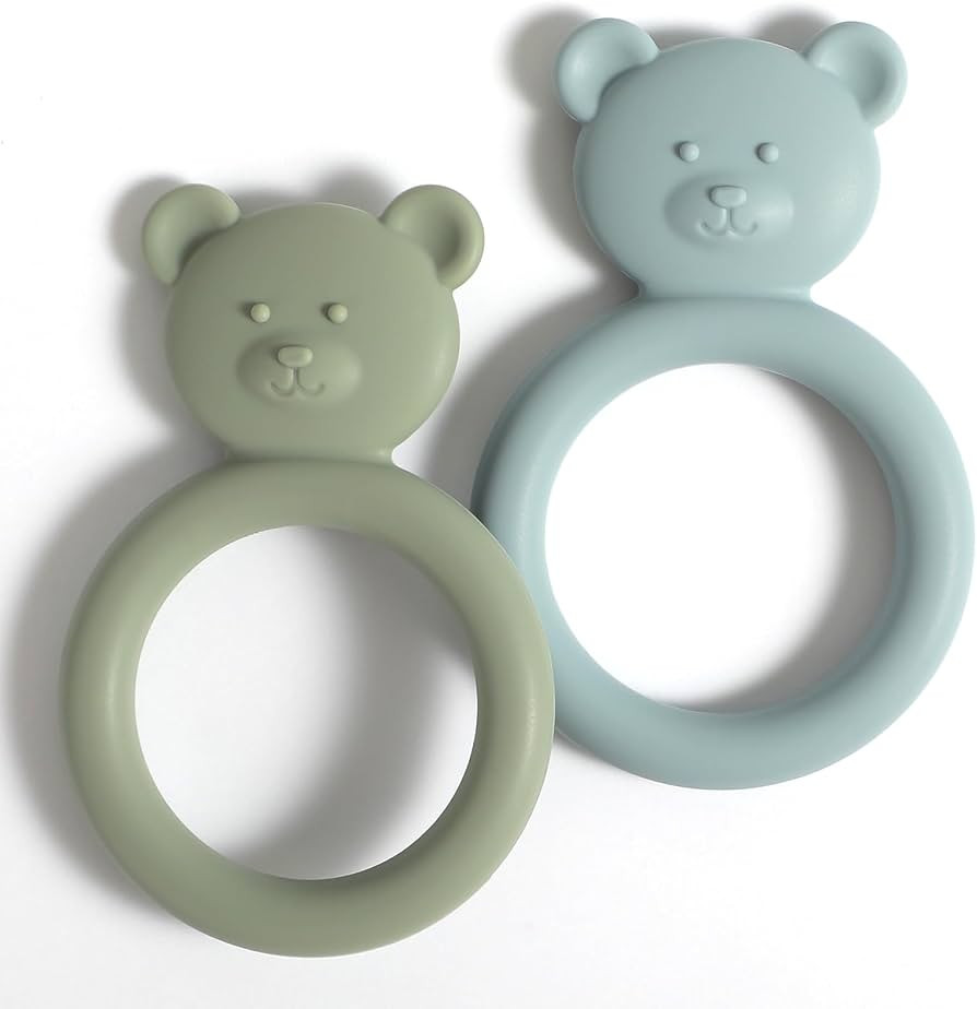 Dirbabi Silicone Baby Teether, Teething Toy Ring for Babies, Easy to Hold Design, BPA Free (Sage ... | Amazon (US)