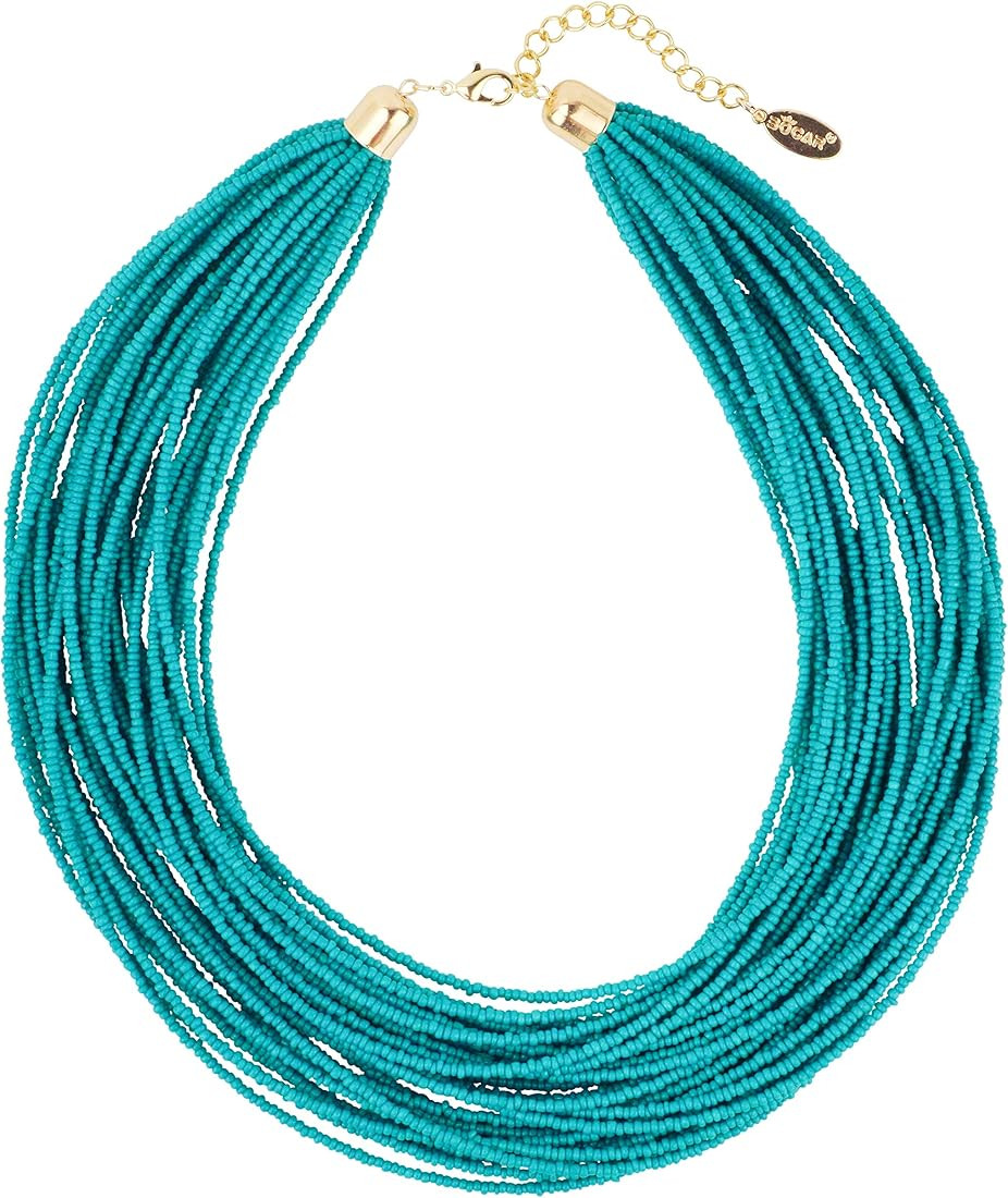 BOCAR Multi Layer Chunky Bib Statement Seed Beads Cluster Collar Necklace for Women Gift (NK-1035... | Amazon (US)