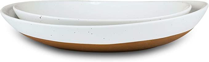 Amazon.com: Mora Ceramic Large Serving Bowls- Set of 2 Oval Platters for Entertaining. Modern Kit... | Amazon (US)
