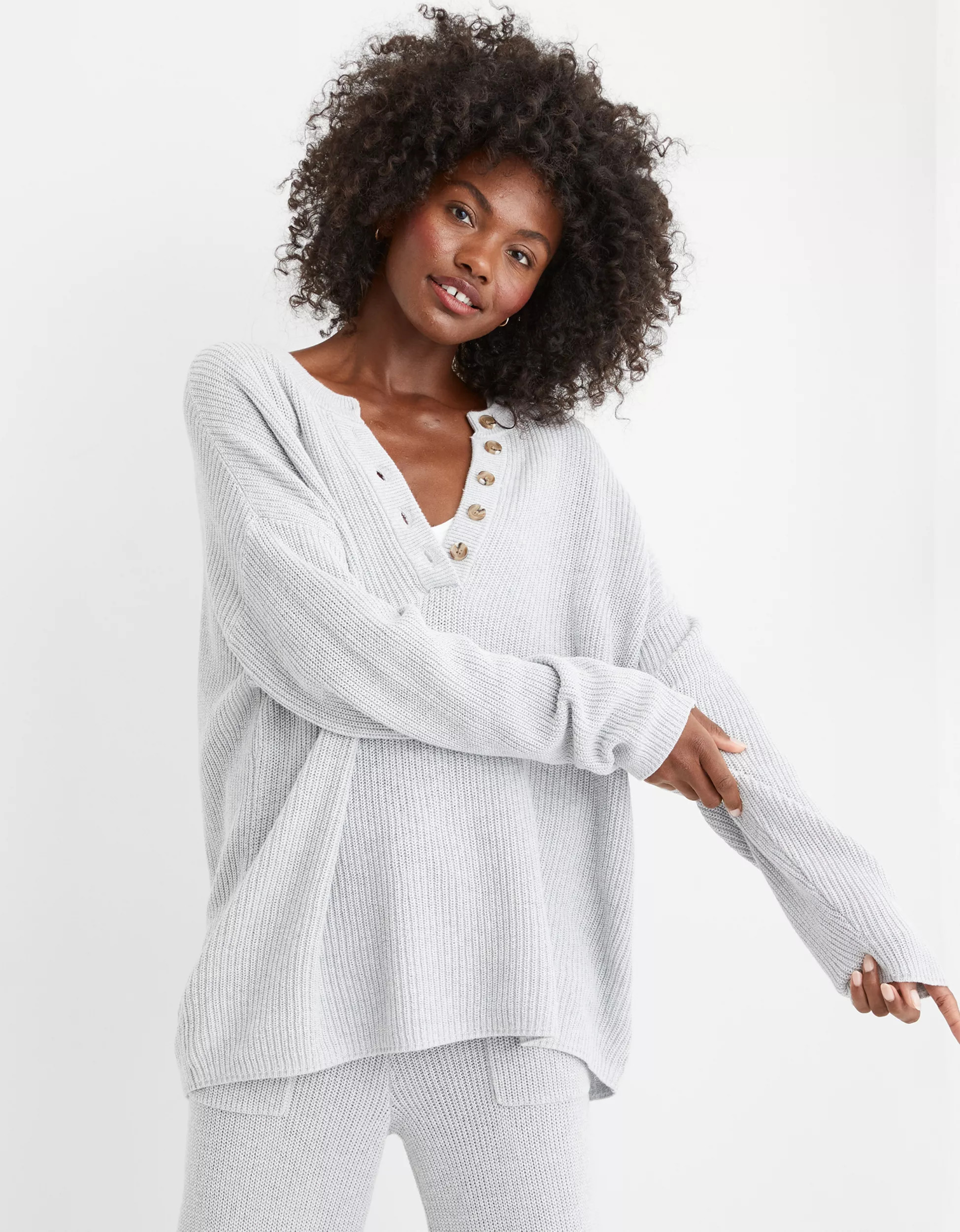 Aerie Oversized Henley Sweater | American Eagle Outfitters (US & CA)