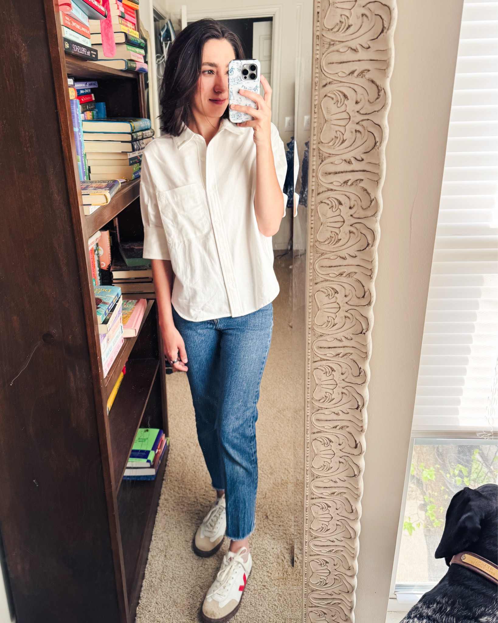This Anthropologie swing button up top is a classic! 

#LTKootd #LTKPetite #LTKmomlife