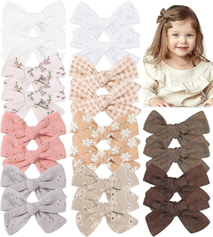 doboi 20PCS Baby Bows Linen Hair Baby Girl Hair Clips Fully Lined Hair Accessories Bows for Girls... | Amazon (US)