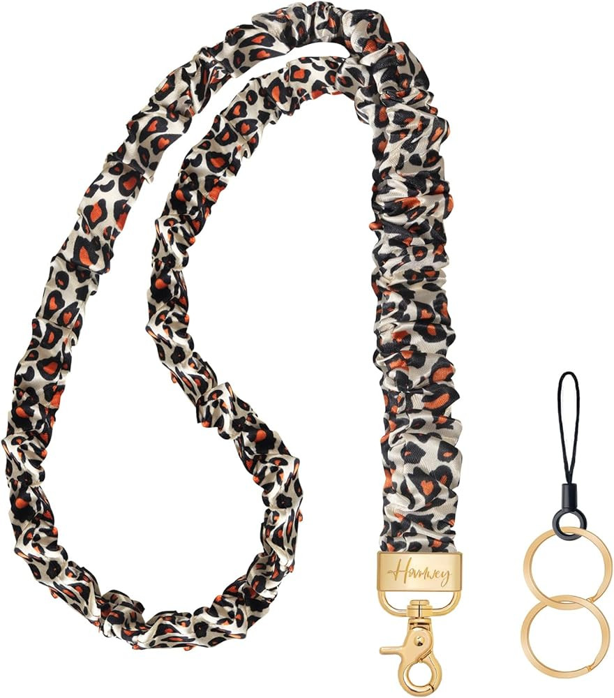Scrunchie Teacher Lanyards for ID Badges Keys, Long Neck Key Lanyard Straps for Women Card Holder... | Amazon (US)