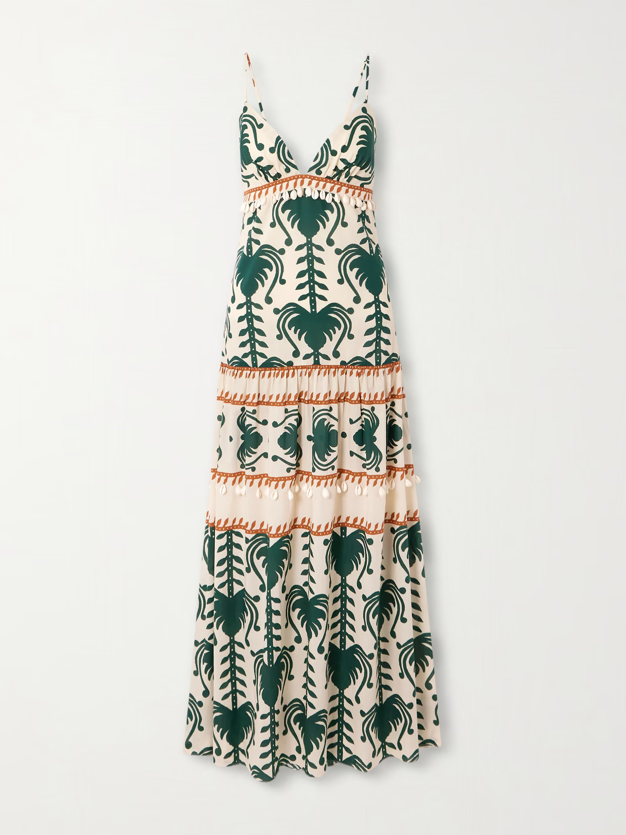 Johanna Ortiz - Keeper Shell-embellished Printed Cotton-poplin Maxi Dress - Green | NET-A-PORTER (US)