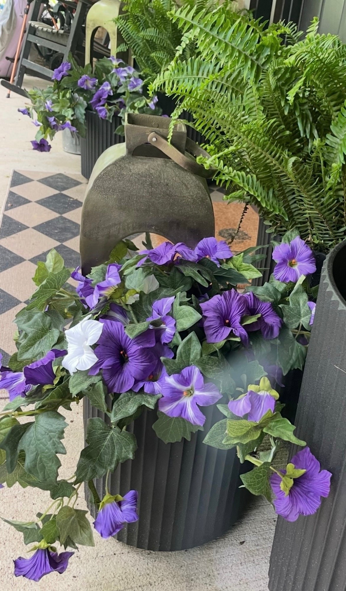 The prettiest purole faux fkowers, they will think they are real. top seller 
Added faux ferns as well to m trio of planters. Sooo good

#LTKHome #LTKSaleAlert #LTKSeasonal