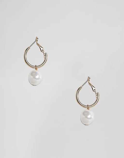 Liars & Lovers Exclusive gold hoop earrings with pearl drop | ASOS US