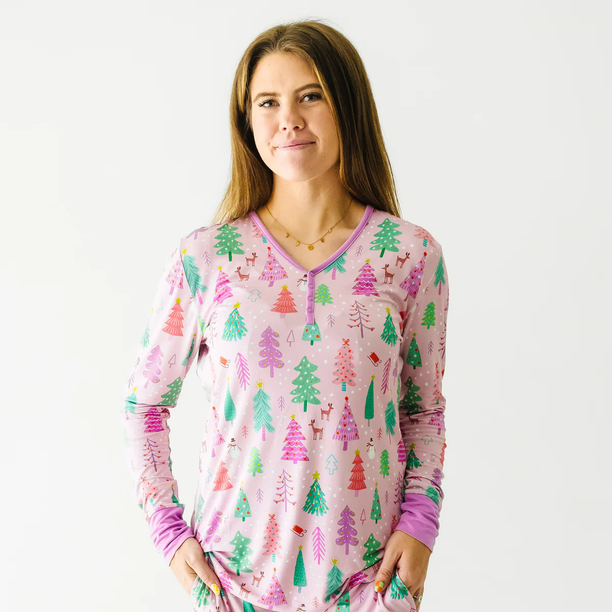Pink Merry & Bright Women's Pajama Top | Little Sleepies