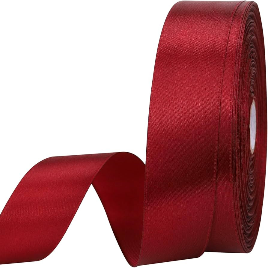 1 inches 50 Yard Wine red Satin Ribbon for Gift Wrapping, Wedding, Crafts, Christmas,Easter, Flor... | Amazon (US)