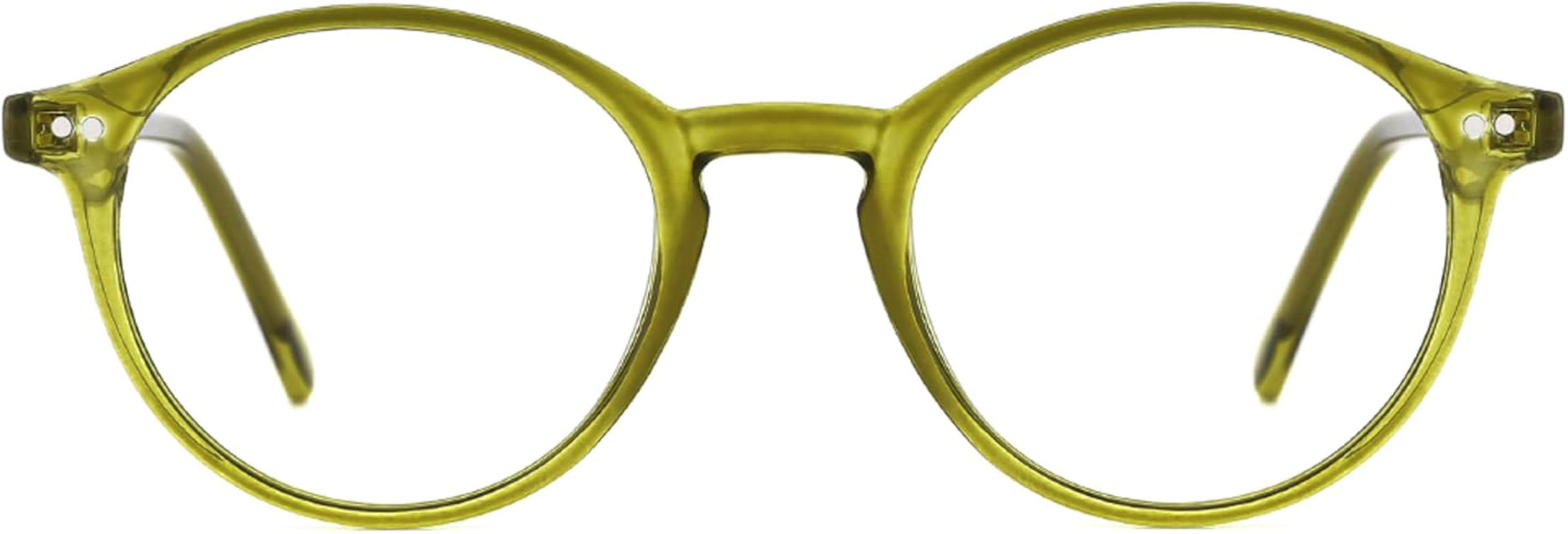 TIJN Blue Light Blocking Glasses Men Women Vintage Thick Round Rim Frame Eyeglasses | Amazon (US)