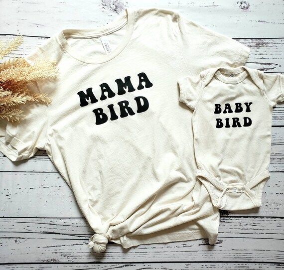 Mama Bird Baby Bird Tshirts, Natural Tees, Mom and Baby Matching Shirts, mommy and me | Etsy (US)