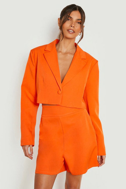Cropped Tailored Blazer & Tailored City Shorts | Boohoo.com (US & CA)
