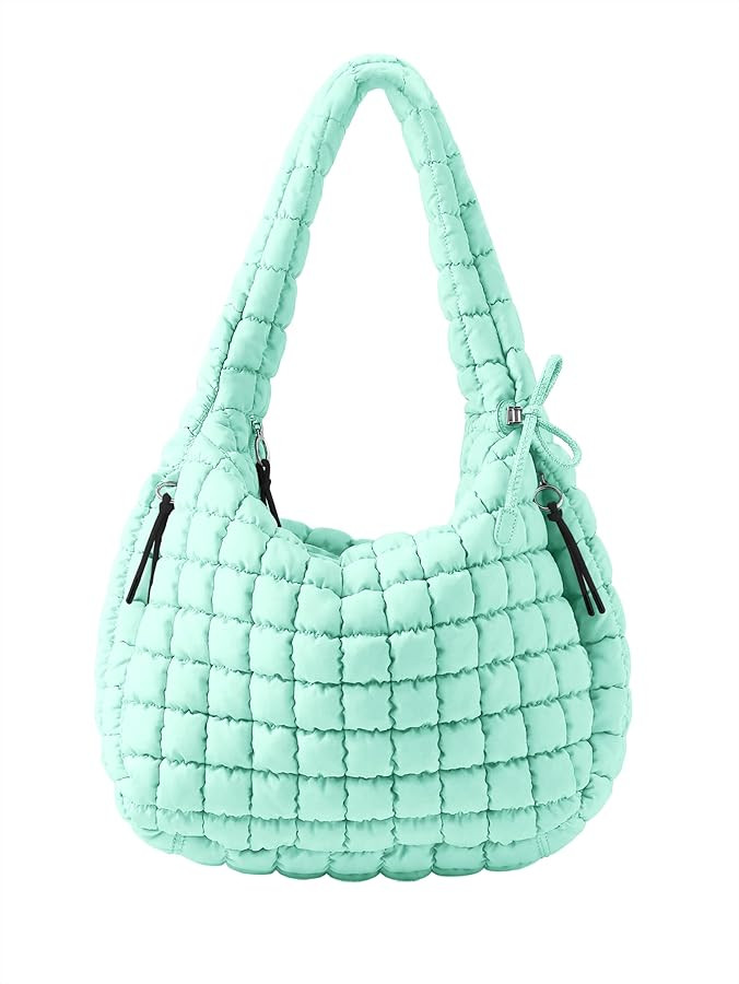 Puffer Quilted Tote Bag for Women Nylon Crossbody Bags Puffy Purse Hobo Large Shoulder Bag Trendy | Amazon (US)