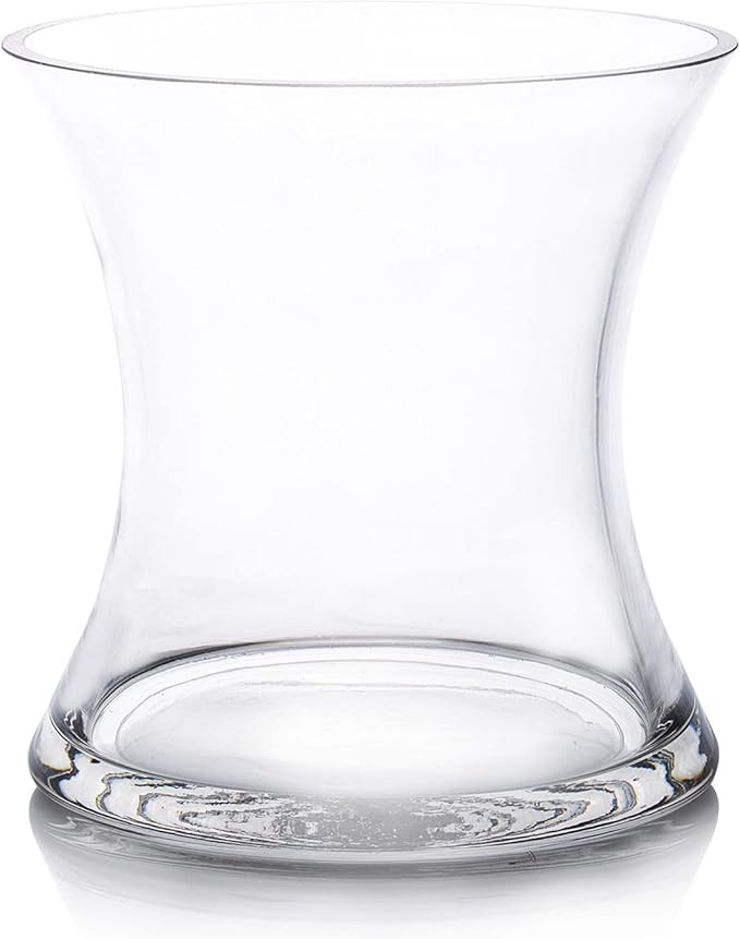 Enova Floral Unique Bouquet Vase, 5.5" W 6" H, Clear Short Hurricane Concaved Glass Flowers Vase ... | Amazon (US)