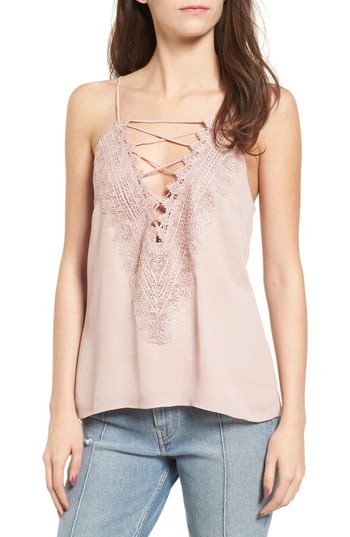 Women's Wayf Posie Strappy Camisole, Size Medium - Pink | Nordstrom