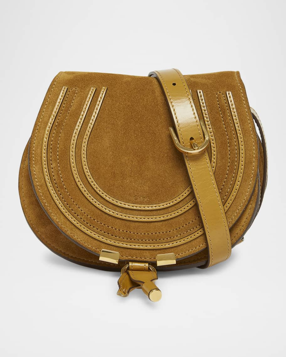 Chloe Marcie Flap Saddle Crossbody Bag in Suede | Neiman Marcus
