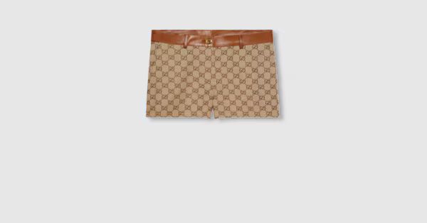Gucci GG canvas shorts with leather trim | Gucci (US)