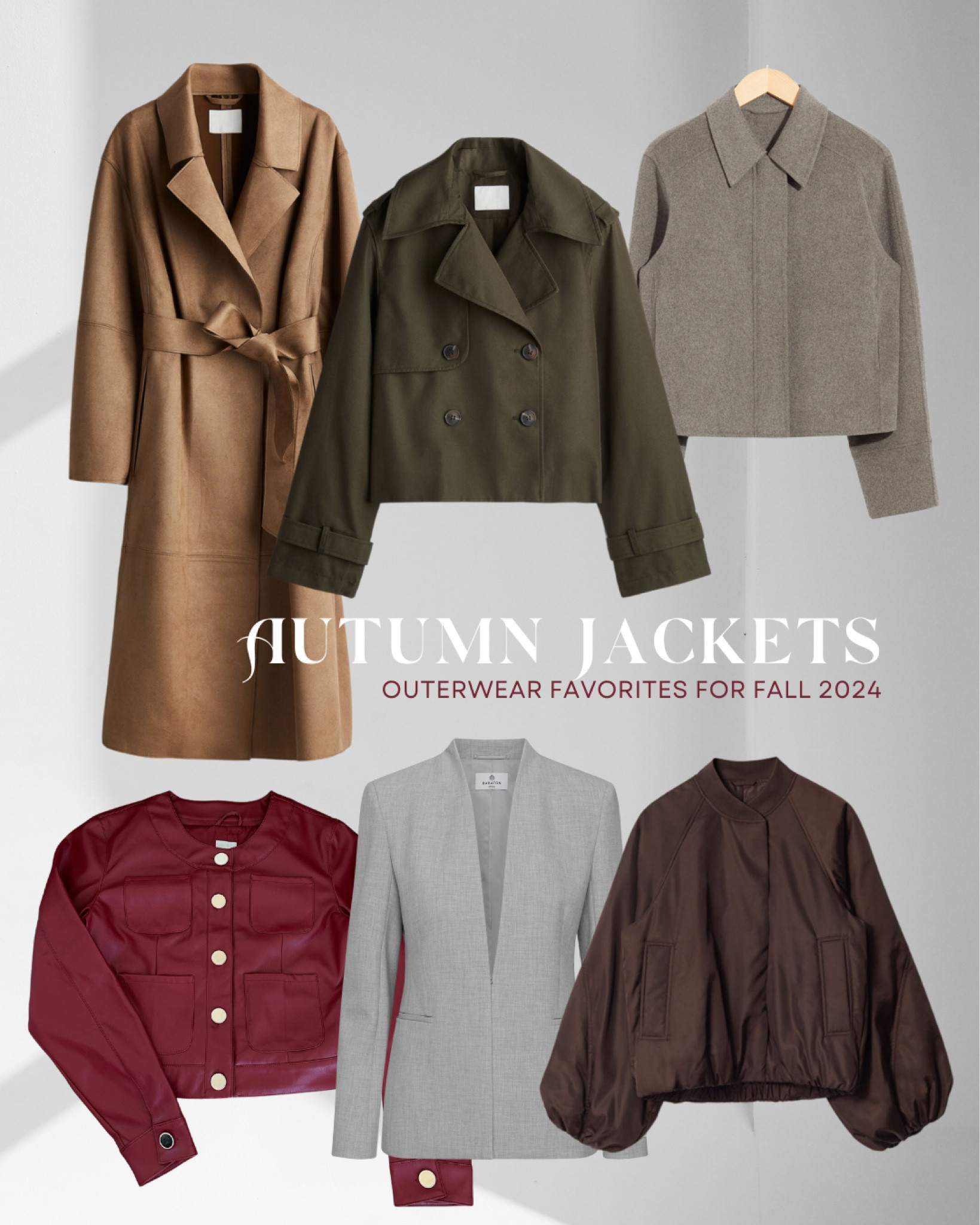 your outerwear inspo to complete a classic fall look: suede, trench style, wool, a pop of dark red, blazer, puffer 🍂

#LTKSeasonal #LTKFallSale #LTKBacktoSchool
