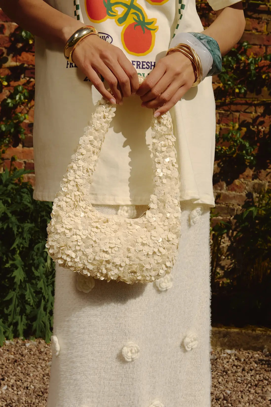 Cream Sequin Embellished Shoulder Bag | Boohoo | Boohoo.com (UK & IE)