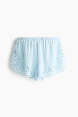 H & M - Shorts with Eyelet Embroidery - Light Blue | H&M (US + CA)
