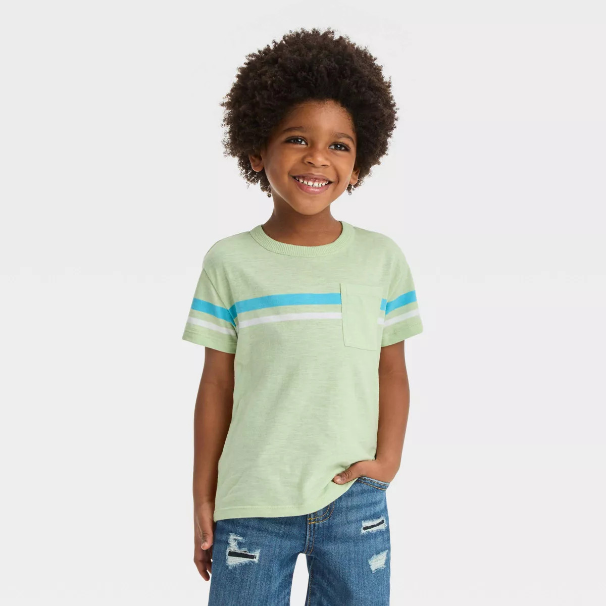 Toddler Boys' Short Sleeve Chest Striped Pocket T-Shirt - Cat & Jack™ | Target