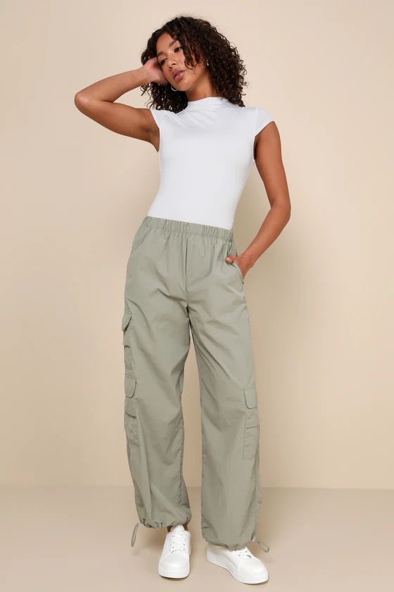 Modish Aesthetic Olive Green High-Rise Cargo Jogger Pants | Lulus