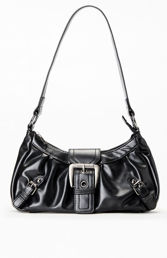 Faux Leather Buckle Shoulder Bag in Black | PacSun