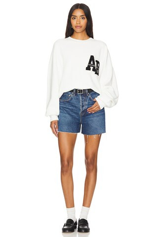 Miles Letterman Sweatshirt in Off White | Revolve Clothing (Global)
