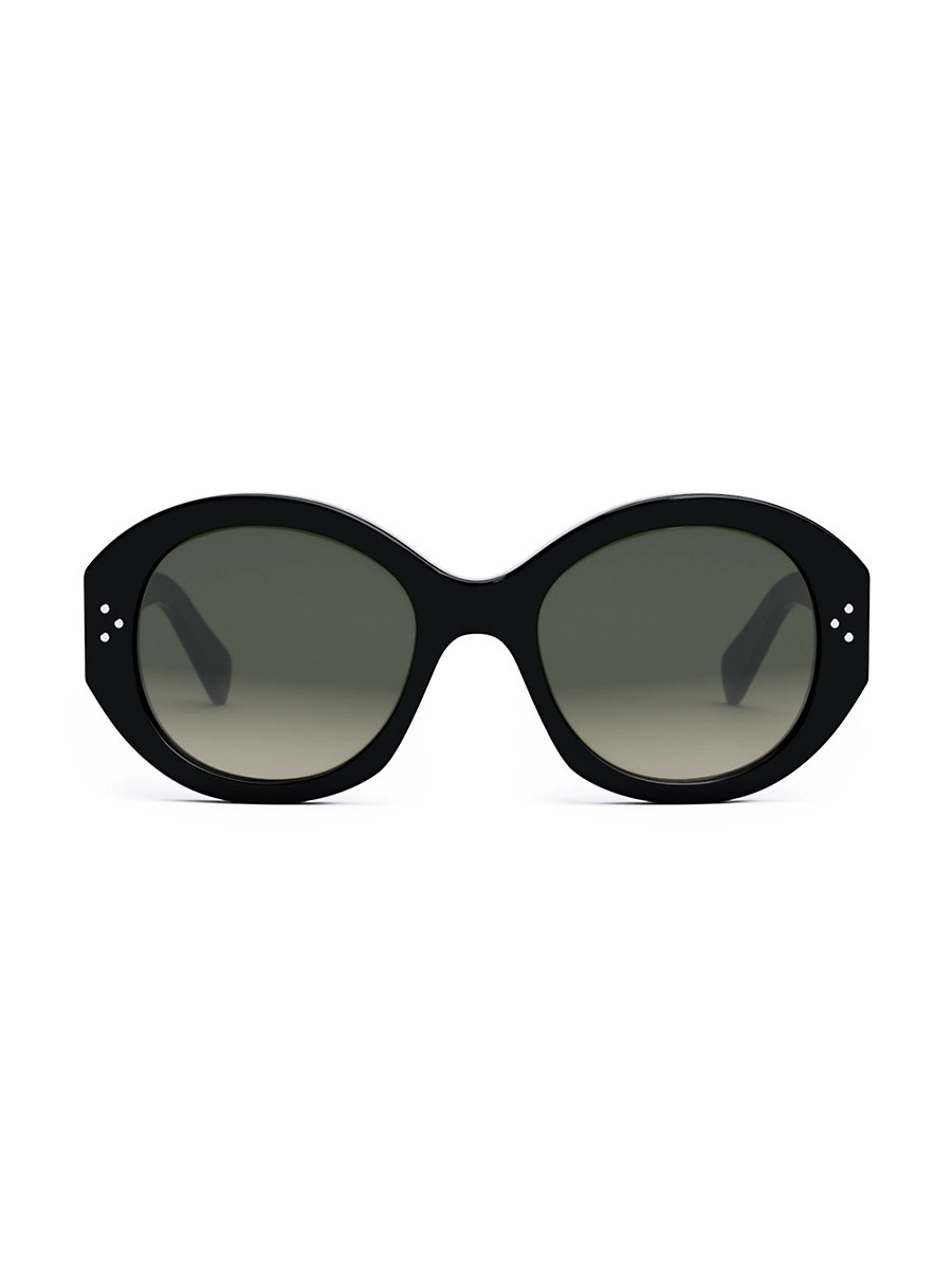 Women's Bold 3 Dots 53MM Round Sunglasses - Shiny Black | Saks Fifth Avenue