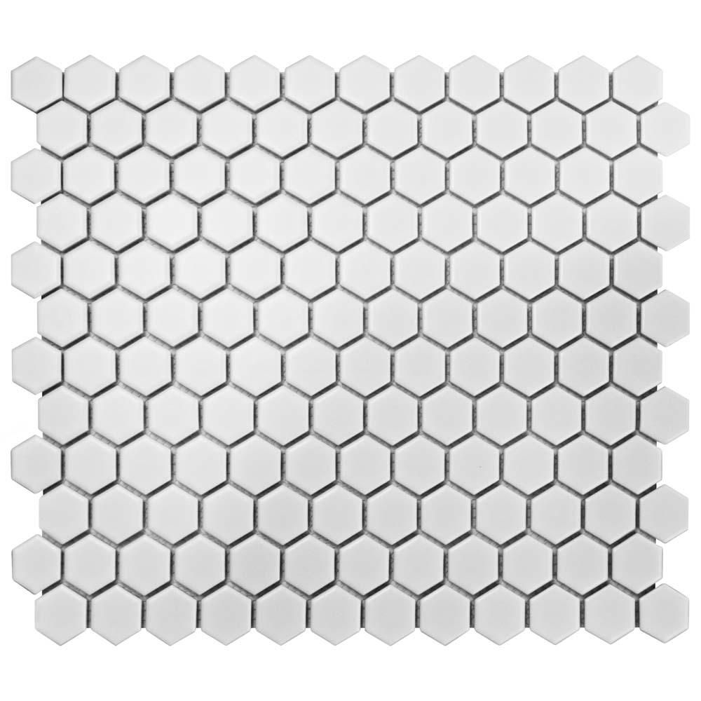 Metro Hex Matte White 10-1/4 in. x 11-3/4 in. x 6 mm Porcelain Mosaic Tile (8.56 sq. ft. / case) | The Home Depot